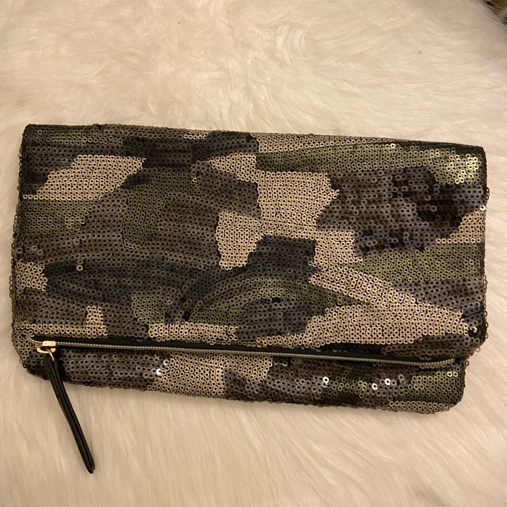 Stella & Dot Sequined Camo Clutch